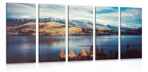 Quadri 5 pezzi – Tramonto sul lago