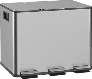 DecHome Bidone Immondizia a 3 Sezioni da 20L con Chiusura Silenziosa in Acciaio Inox e PP 61.9x36.6x56.7 cm - SRA467F