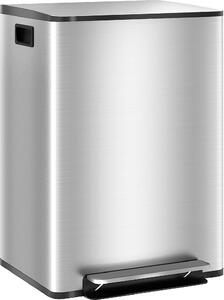 DecHome Bidone Immondizia a 2 Sezioni da 30L a Pedale con Coperchio Silenzioso in Acciaio Inox e PP 47.7x37.5x66.8 cm - SRA466F