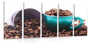 Quadri 5 pezzi – Tazze con chicchi di caffè