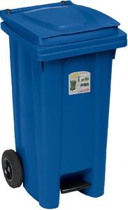 STEFANPLAST Bidone Spazzatura Pattumiera Rifiuti Carrellato 120 Litri con Pedale colore Blu Traffico cm 54.5x49.5x94h - 25703