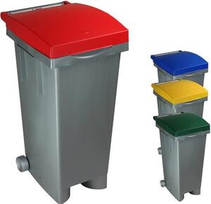 I.C.S. Bidone Spazzatura Pattumiera Rifiuti Differenziata con Coperchio e Ruote Capacit 80 Litri cm. 38x50x80 h colore Giallo - C656083