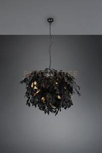 Leavy sospensione grande foglie lavabili nero e oro d. 70cm 4 luci 