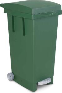 I.C.S. Bidone Spazzatura Pattumiera Rifiuti Differenziata con Coperchio e Ruote Capacit 80 Litri cm. 38x50x80 h colore Verde - C655085