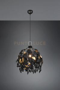 Leavy sospensione foglie lavabili nero e oro d. 38cm 1 luce attacco