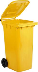 DecHome Bidone Spazzatura Pattumiera Rifiuti per Esterno in Plastica Capacit 240 Litri Dimensioni 72x58x106h cm colore Giallo - 12406 GIA