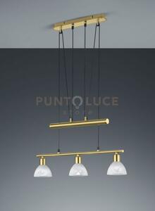 Levisto sospensione c/bilancere led 3 vetri ottone l.60,5cm 3 luci 