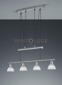 Levisto sospensione con bilancere led 4 vetri acciaio l.80,5 cm 4 l