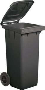 DecHome Bidone Spazzatura Pattumiera Rifiuti per Esterno in Plastica Capacit 120 Litri Dimensioni 55x50x94h cm colore Grigio - 11205 GRB