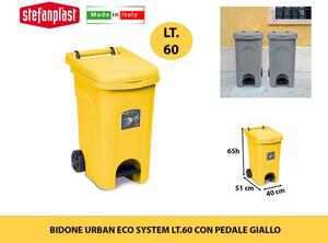 STEFANPLAST Bidone Spazzatura Pattumiera Rifiuti per Raccolta Rifiuti Bidone Capacit 60 Litri Dimensioni 51X40X65h cm colore Giallo - SF25804