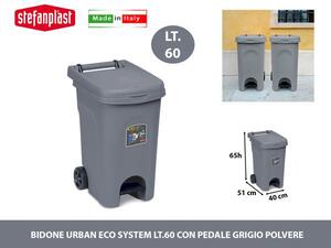 STEFANPLAST Bidone Spazzatura Pattumiera Rifiuti per Raccolta Rifiuti Bidone Capacit 60 Litri Dimensioni 51X40X65h cm colore Grigio - SF25801