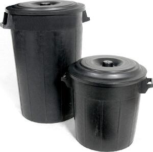 STEFANPLAST Bidone Spazzatura Pattumiera Rifiuti Plastica 100 litri con Coperchio colore Nero - 2511+2599