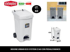 STEFANPLAST Bidone Spazzatura Pattumiera Rifiuti per Raccolta Rifiuti Bidone Capacit 60 Litri Dimensioni 51X40X65h cm colore Bianco - SF25803