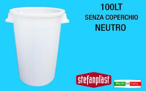 STEFANPLAST Bidone Spazzatura Pattumiera Rifiuti senza Coperchio 100 Litri colore Bianco - SF573