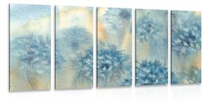 Quadri 5 pezzi – Dente di leone blu in versione acquerello