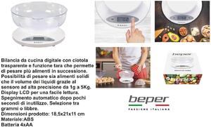 Beper Bilancia Cucina elettrica Kg 5 Div. 1 Gr. 4xaa - P802