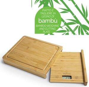 INNOLIVING Bilancia da Cucina Digitale Elettronica in Bamb con Tagliere Rettangolare Portata Massima 5 Kg Display LCD - INN-137