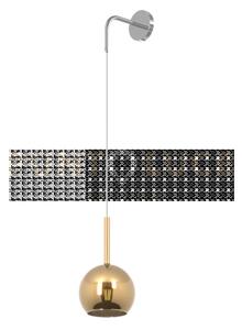 Applique cromo 1 luce piccola vetro oro 1155cr-a-or