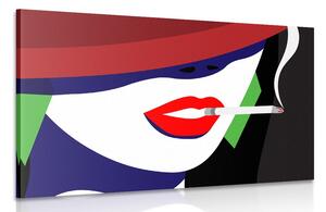 Stampa su tela – Donna con cappello in stile pop art