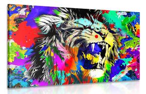 Stampa su tela – Testa di leone colorata
