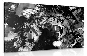 Quadro su tela – Testa di leone in bianco e nero