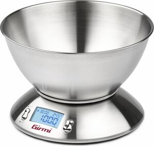 Girmi Bilancia da Cucina Elettronica Digitale Peso Max 5kg / 1g con Ciotola in Acciaio Inox - PS85