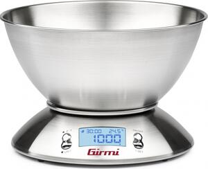 Girmi Bilancia da Cucina Elettronica Digitale Peso Max 5kg / 1g con Ciotola in Acciaio Inox - PS85