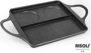 Risoli Bistecchiera Antiaderente con tre aree di Cottura 40x24 cm colore Nero Factotum Bb Burger