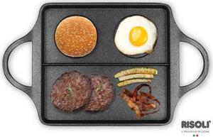 Risoli Bistecchiera Antiaderente con tre aree di Cottura 40x24 cm colore Nero Factotum Bb Burger