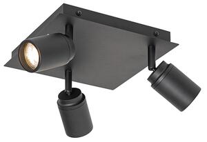 Faretto da bagno intelligente nero quadrato IP44 incl. 3 GU10 Wifi - Ducha