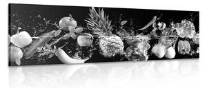 Stampa su tela – Frutta e verdura biologica in bianco e nero