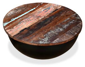 Tavolino da Caffè a Forma di Coppa in Massello Anticato Nero