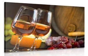 Quadro su tela – Due bicchieri di vino rosato
