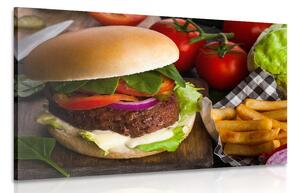 Quadro su tela – Hamburger con patatine