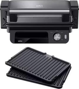 Braun Bistecchiera Elettrica Griglia a Contatto Potenza 2000W con Termostato Regolabile colore Nero/Inox MultiGrill 5 - CG 5033