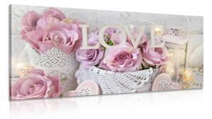 Stampa su tela – Decorazione vintage con scritta Love