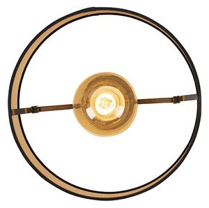 Plafoniera con paralume in cotone nero con oro 32 cm - Combi Black