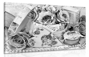 Quadro su tela – Stile romantico vintage in bianco e nero
