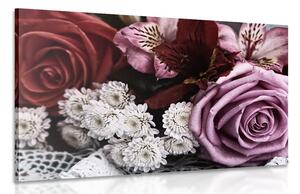 Quadro su tela – Bouquet di rose retrò
