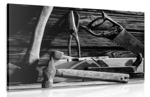 Quadro su tela – Attrezzi da carpentiere in bianco e nero