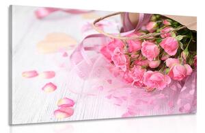 Quadro su tela – Bouquet di rose rosa