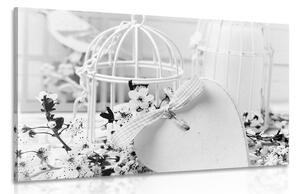 Stampa su tela – Natura morta romantica in stile vintage in bianco e nero