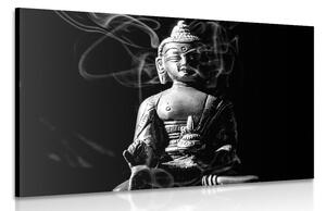 Stampa su tela – Statua del Buddha in bianco e nero