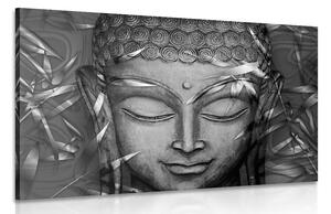 Stampa su tela – Buddha sorridente in bianco e nero