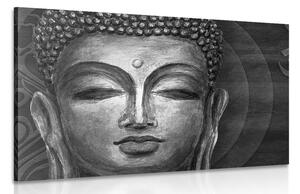 Quadro su tela – Viso del Buddha in bianco e nero