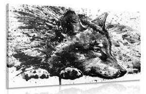 Quadro su tela – Lupo in acquerello in bianco e nero