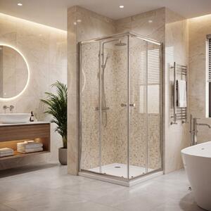 Brixo Box Doccia Cabina Doccia Angolare Tulipano con Vetro Spessore 5 mm Altezza 190 cm - 443802