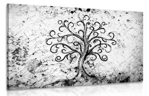 Stampa su tela – Simbolo dell'albero della vita in bianco e nero