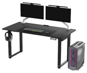 Tavolo da lavoro, altezza regolabile elettricamente, piano nero, 160X75 cm, 74-116 cm, UPLIFT, con base XXL
