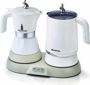 Ariete Breakfast Station 1344 Caffettiera elettrica Moka 2 o 4 Tazze Caff Macinato in Polvere + Cappuccinatore Montalatte